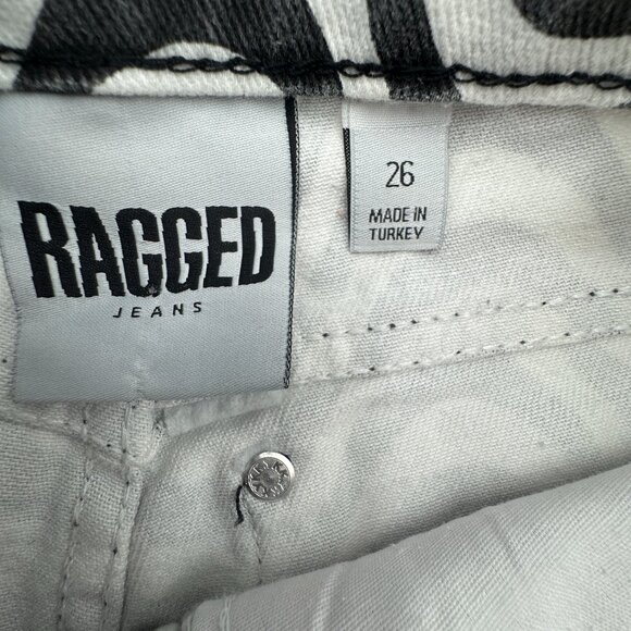 Ragged Priest Jeans Women's Wide Leg Black White Wave Print Dad Jeans Size 26 - Picture 9 of 11